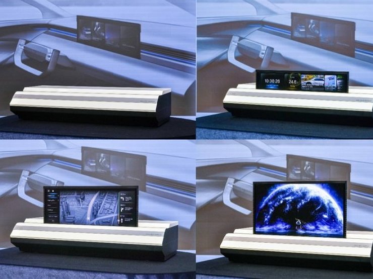 Hyundai разработала сворачивающийся широкоформатный дисплей для «подоконника» лобового стекла